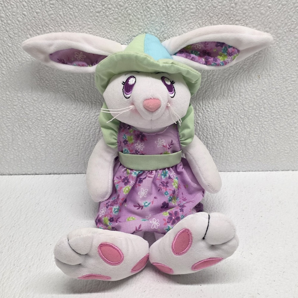 Well Made Toy Bunny Purple Eyes & Dress Easter Plush Doll Vintage